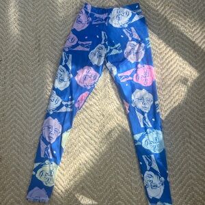 Bernie Sanders Blue Graphic Print Leggings